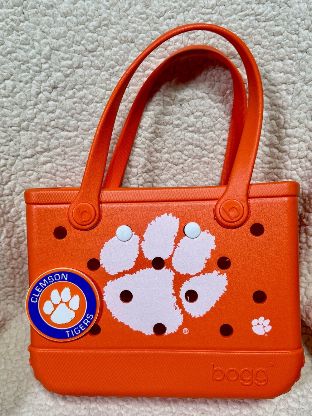 Bogg Bag Bitty Clemson Tigers Paw Orange White Sport Tote Tailgate Bag NWT Charm